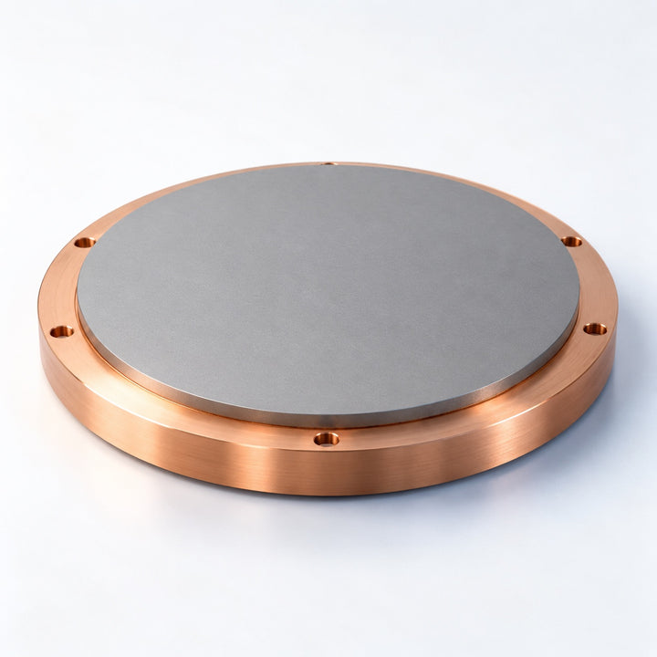 Representative sputtering target on a copper backing plate