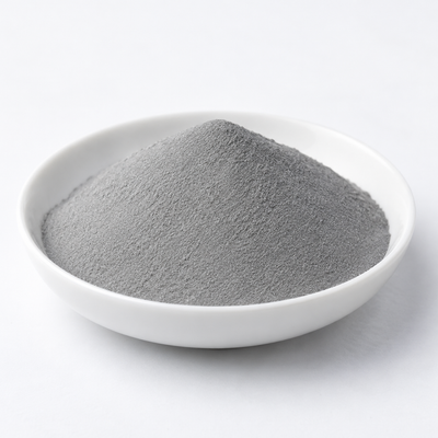 Representative image of AlSi7Mg0.6 Aluminum Alloy Spherical Powder: fine cool gray AlSi7Mg0.6 alloy powder in a white dish