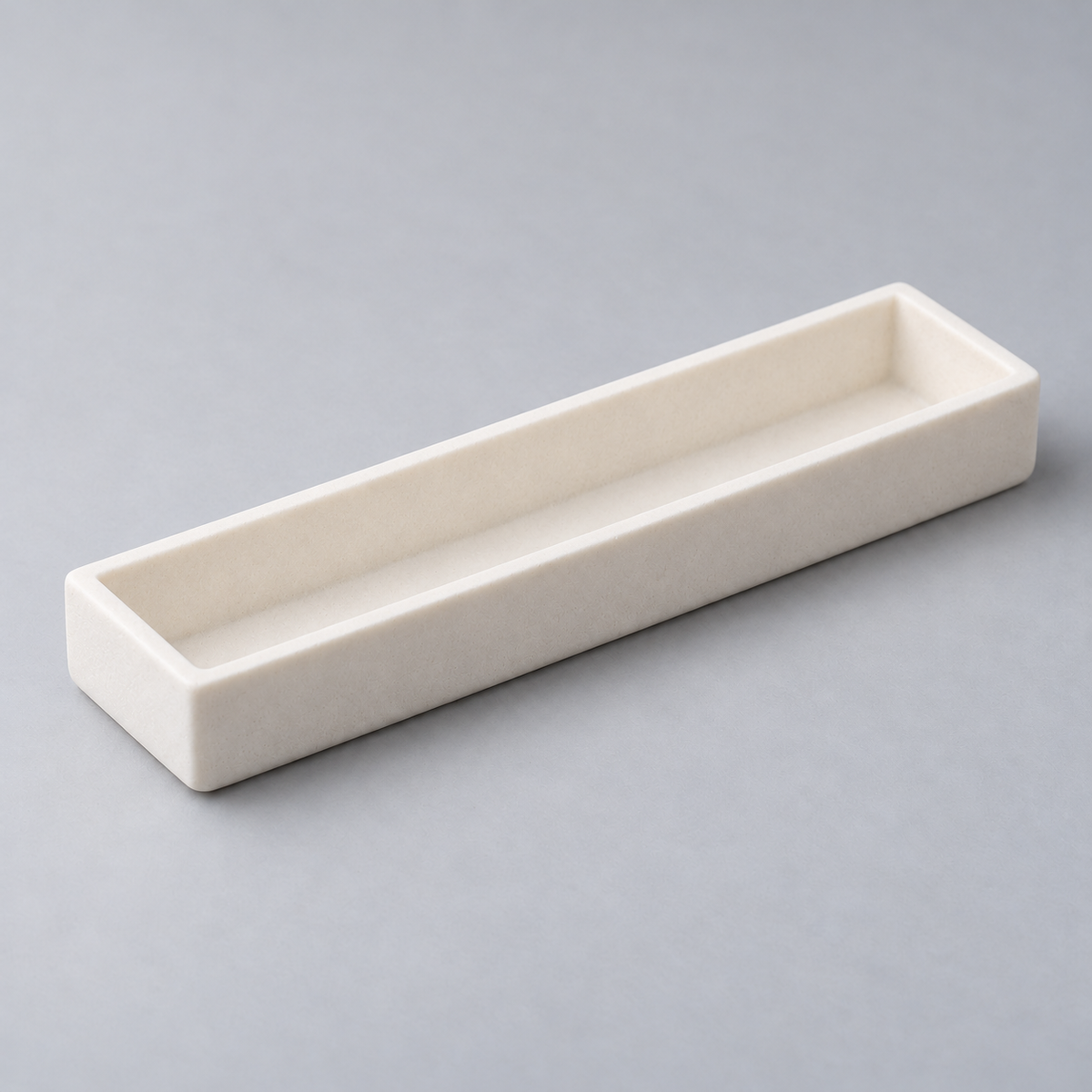 Representative product image of Alumina Boat: flat-bottom rectangular alumina ceramic boat.