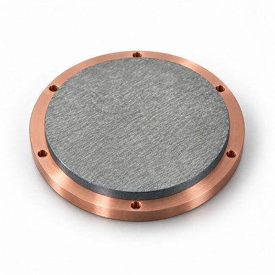 Representative image of Copper(I) Sulfide Sputtering Targets, bonded to a six-hole copper mounting backplate