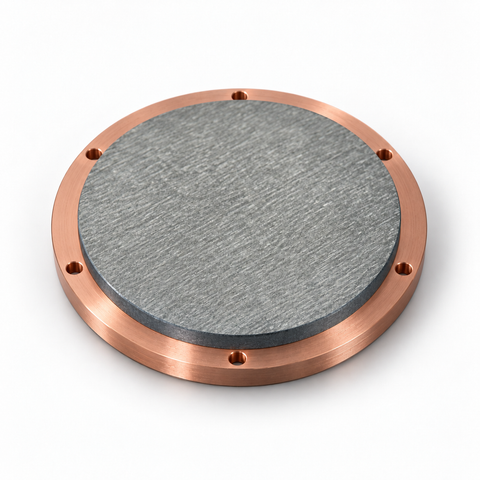 Representative image of Copper(I) Sulfide Sputtering Targets, bonded to a six-hole copper mounting backplate