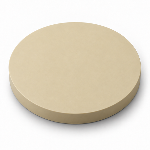 Representative Indium Oxide Sputtering Target image: smooth flat pale beige ceramic disk.