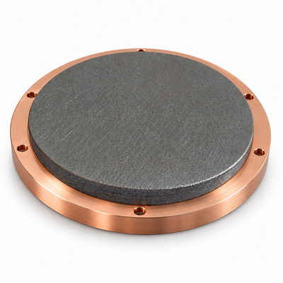 Representative image of Lead Telluride (PbTe) Sputtering Target, bonded to a six-hole copper mounting backplate