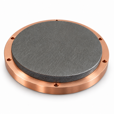 Representative image of Lead Telluride (PbTe) Sputtering Target, bonded to a six-hole copper mounting backplate