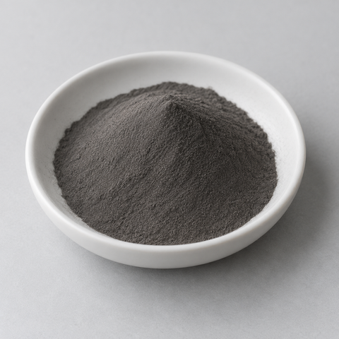 Representative image of M2 High-Speed Steel Spherical Powder: fine charcoal-gray M2 high-speed steel powder in a white dish