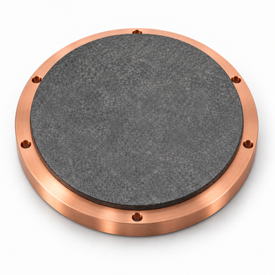 Representative image of Neodymium Copper Oxide (Nd2CuO4) Sputtering Target, bonded to a six-hole copper mounting backplate