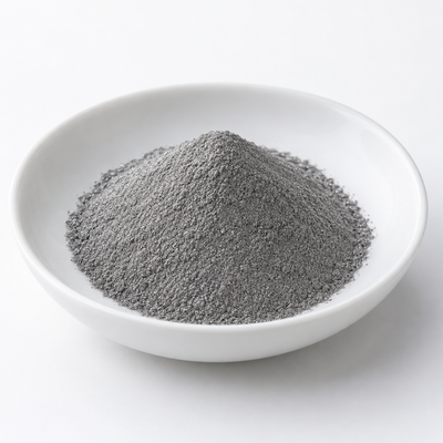 Representative image of Rhenium Spherical Powder: fine silvery gray rhenium powder in a white dish